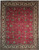 Full view of 10x12 Persian Tabriz rug, raspberry red field with ivory floral palmette border