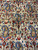 4'7" x 6'3" Feraghan rug close-up with paisley boteh, red palmettes and olive leaves on ivory