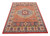 8'10" x 12'7" Pakistani Kazak rug shown flat with coral field and ivory rosette borders