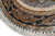 Ivory silk fringe and rosette outer band framing the charcoal paisley border of this rug