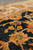 Angled close-up where the black field meets the ivory border on this 8'10" x 12'9" Indian rug