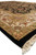 Raised corner view of ivory main border, olive vinery and black outer guard band