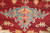 Powder blue pendant medallion with coral cross motif on silky ruby red ground
