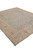 Corner perspective of light blue Afghan Chobi rug with cream border and scrolling vine motifs