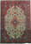 8'4" x 12'1" Persian Tabriz rug with ivory field, coral medallion and red floral border