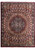 Burgundy 8x10 Oriental rug with radiating dome design, navy medallion and ivory floral panels