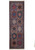 Full view of 2' x 6'5" Persian Yalameh runner with twelve panel medallions in rust and blue