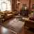 Traditional living room styled with the 6'7" x 10'3" ivory Herati fish design Oriental rug