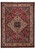 Full overhead view of 9x12 Persian Bakhtiar rug with ivory medallion on rustic red field