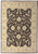 Dark brown all-over floral field framed by a wide beige border on this hand-knotted wool rug