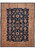 Navy blue field with tan border on a hand-knotted Zigler Chobi rug, all-over floral vine design