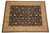 9' x 11'5" Pakistani Chobi rug seen from above with symmetrical gold floral all over pattern