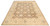 Angled floor view showing taupe brown field and cream ivory border of hand-knotted wool rug