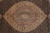 Detail of the rose and camel center medallion ringed by petal outlines on black ground