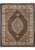 Full view of 8'2 x 10'3 black Tabriz Mahi rug with ivory border and rose medallion
