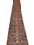 Long narrow hallway runner receding in perspective, twin rows of elephant foot medallions visible