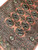 Angled close view of salmon field, ivory outlined Tekke guls and rosette border panels