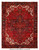 8'2" x 10'5" Persian Heriz rug shown flat with red field and navy geometric medallion