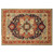 9'3" x 11'10" Serapi rug photographed flat, navy field, coral corner spandrels, ivory border