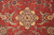 Field detail showing lobed gold palmette, spiral cloudbands and cream blossoms on red ground