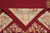 Folded corner showing flat tapestry weave, ivory guard band and loose weft ends