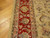 Close-up of red main border with sage green guard stripes and ivory palmette blossoms