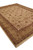 9'1" x 12' Indian Oriental rug angled corner view showing olive border and cream fringe