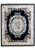 Black Chinese Aubusson rug 8x10 shown flat with ivory scrolling border and oval rose medallion