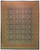 Navy and rust all-over tribal design fills this oversize hand-knotted Indian rug with ivory guard borders