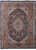 Navy blue Persian Kashmar rug with ivory vase medallion and terracotta floral vase border