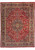 9'7" x 12'8" Persian Kashan rug shown flat overhead with burgundy field and navy floral medallion