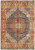 Navy Mahi field with orange medallion and rust floral border on hand-knotted Persian Tabriz rug