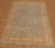 9' x 12'2" hand-knotted Pakistani rug on parquet floor, sky blue field framed by beige border