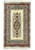 Full view of 5'1 x 8'10 Persian Kerman rug with ivory field and seafoam border