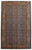 6'6" x 10'1" Persian Ardebil rug shown flat with navy Herati field and salmon border