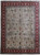 Ivory field Persian Tabriz rug with deep red floral border and all-over vase palmette design