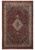 Deep pom red Mahi Tabriz design rug with ivory medallion, beige border and olive accents