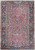 Antique Persian Heriz rug with rose red field, navy border and all over geometric palmette design