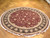 8x8 round wool and silk rug laid on parquet floor showing full circular floral design