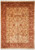 Full view of 9x12 beige Agra Ziegler rug with red floral border and ivory fringe