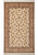 Ivory all-over floral Sino Tabriz rug with tan cartouche border and cream fringe