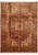 8'8" x 11'4" Persian Heriz rug shown flat, brown field, beige star medallion, rust floral border
