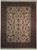 Ivory field all over floral rug with deep red multi-border and ivory cotton fringe