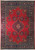 Deep red and navy 10'4" x 11'5" Persian Sarough rug with lobed floral medallion
