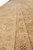 Perspective down the sand colored border stripe, showing fine knotting and delicate floral tracery work