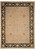 Tan and peach Agra design Oriental rug with charcoal black floral border, 9x12 hand-knotted wool