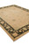 Hand-knotted Pakistani wool rug photographed at an angle, charcoal black border framing a pale peach field