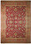 Red and ivory Chobi rug with all-over floral field, gold palmettes and scrolling rosette border