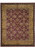 8x10 burgundy and gold Indian Oriental rug shown flat with black outer floral border