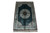 Full view of 4'6" x 6'9" turquoise and black silk rug with round floral medallion